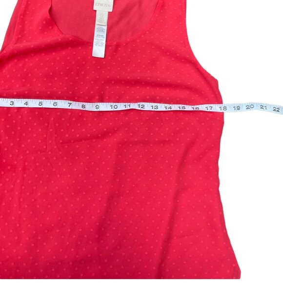 CHICO’s 0 swiss dot texture watermelon red tank top size 0/ small fully lined - Picture 3 of 7